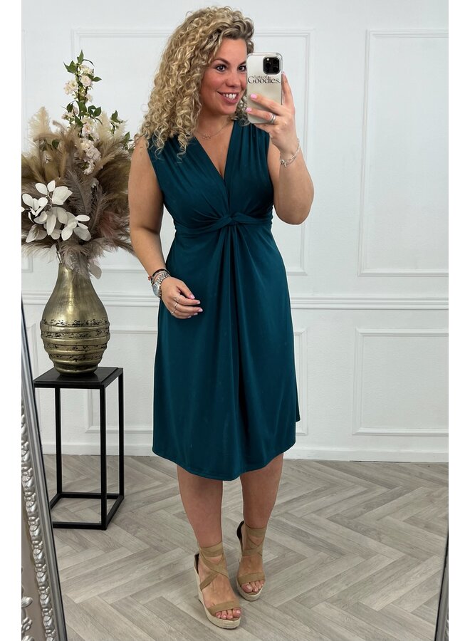 Curvy Knotted Sleeveless Dress - Petrol PRE-ORDER