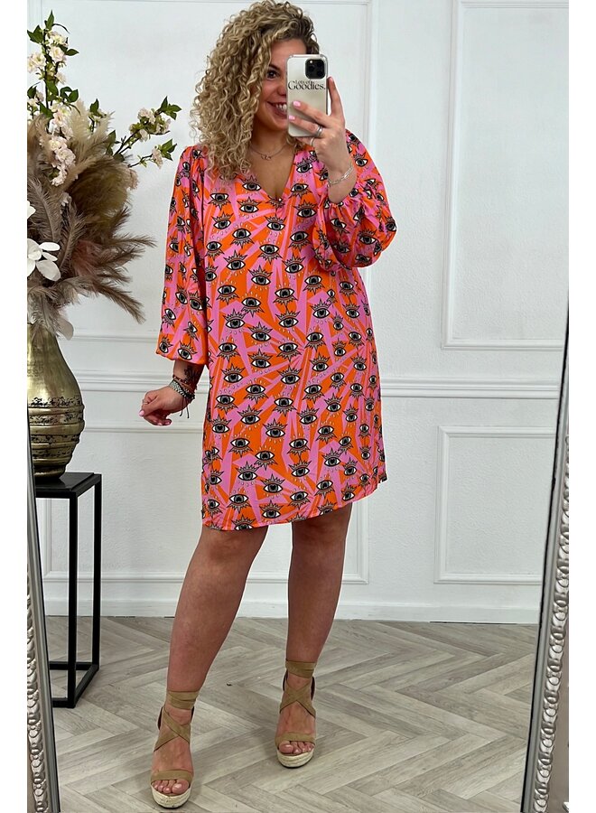 Camila Eye Dress - Pink/Orange