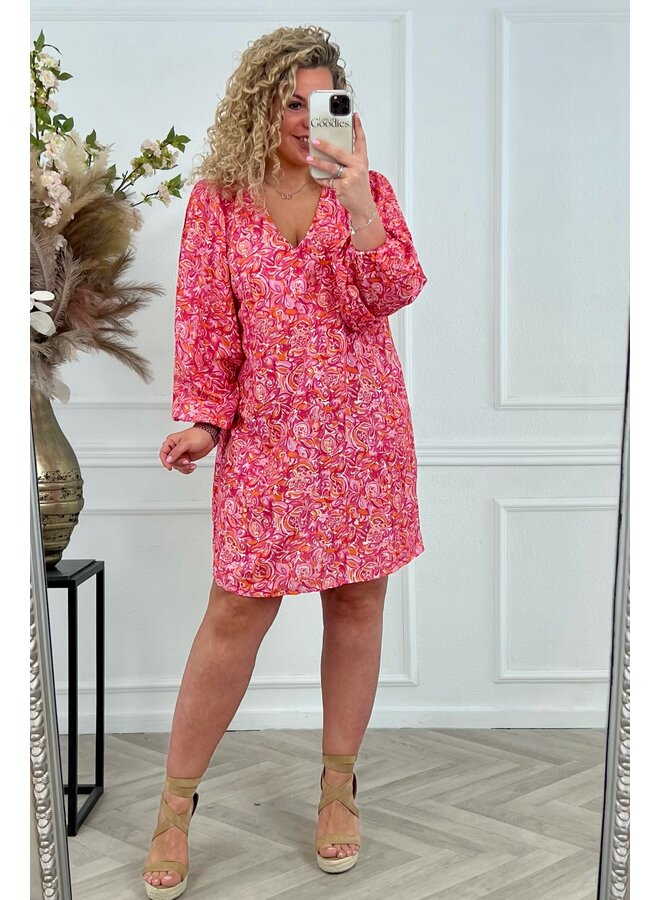 Camila Flower Dress - Pink/Orange