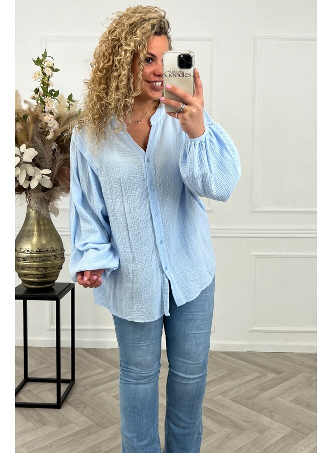 Julie Cotton Blouse - Light Blue