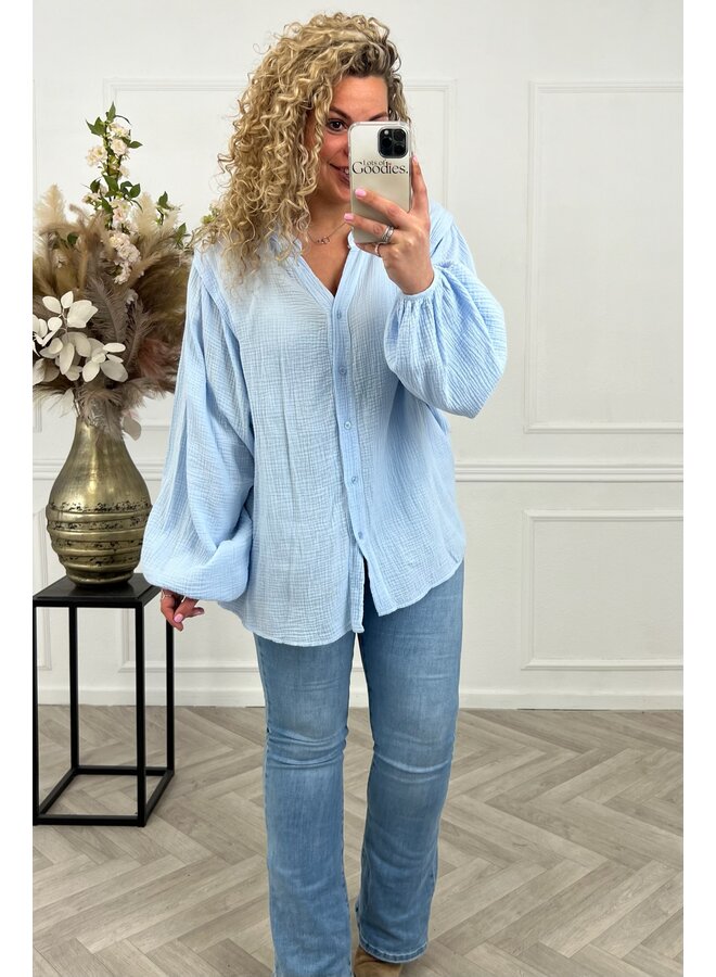 Julie Cotton Blouse - Light Blue