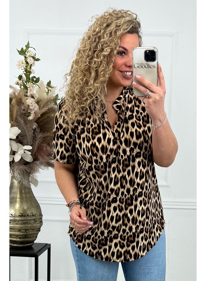 Curvy Leopard Top - Beige/Black