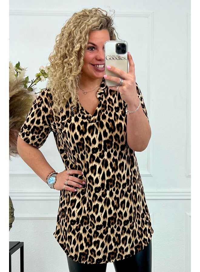 Curvy Leopard Tunic - Beige/Black