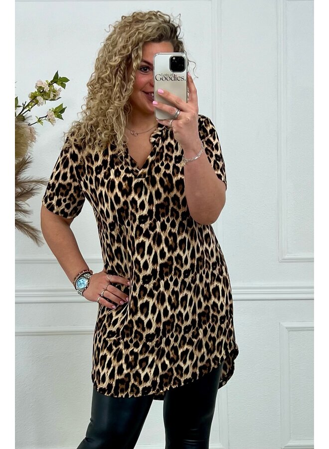 Curvy Leopard Tunic - Beige/Black