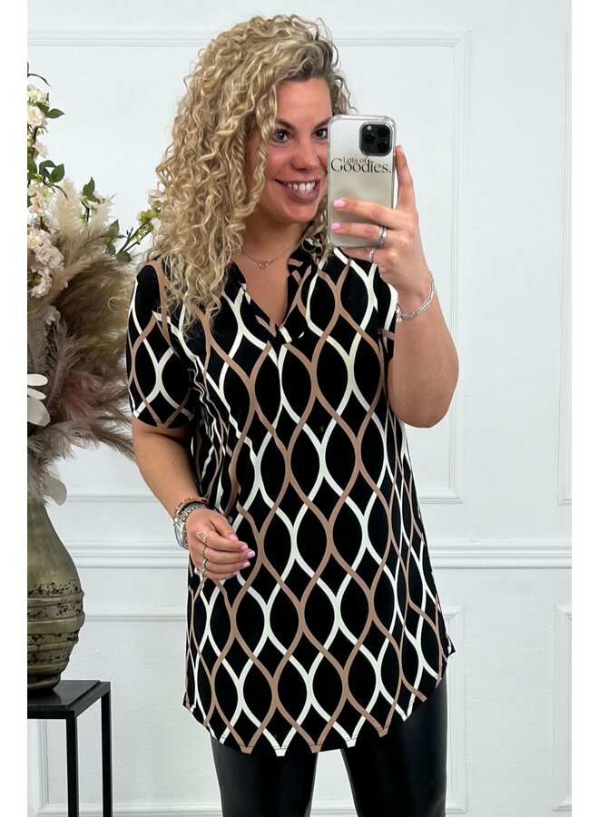 Curvy Teardrop Tunic - Black/White PRE-ORDER