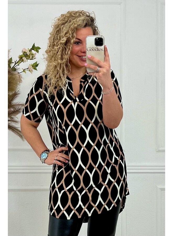 Curvy Teardrop Tunic - Black/White PRE-ORDER