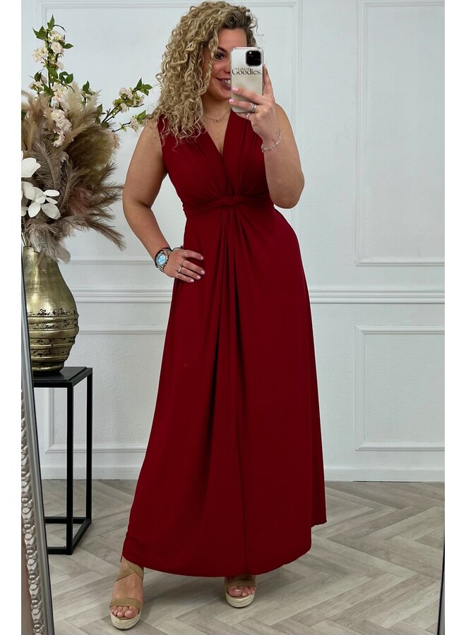 Maxi Curvy Knotted Dress - Bordeaux