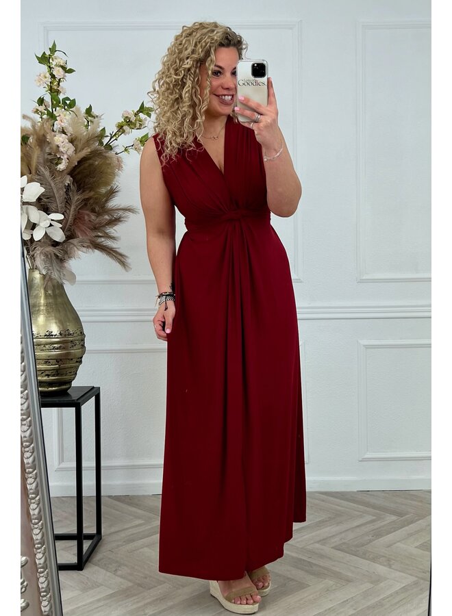 Maxi Curvy Knotted Dress - Bordeaux