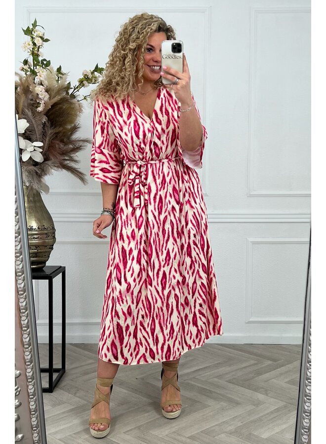 Maxi Jill Dress - Fuchsia/Beige PRE-ORDER