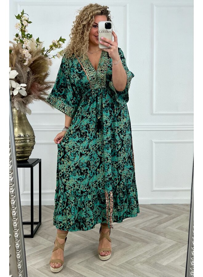 Long Aruba Dress - Green/Black