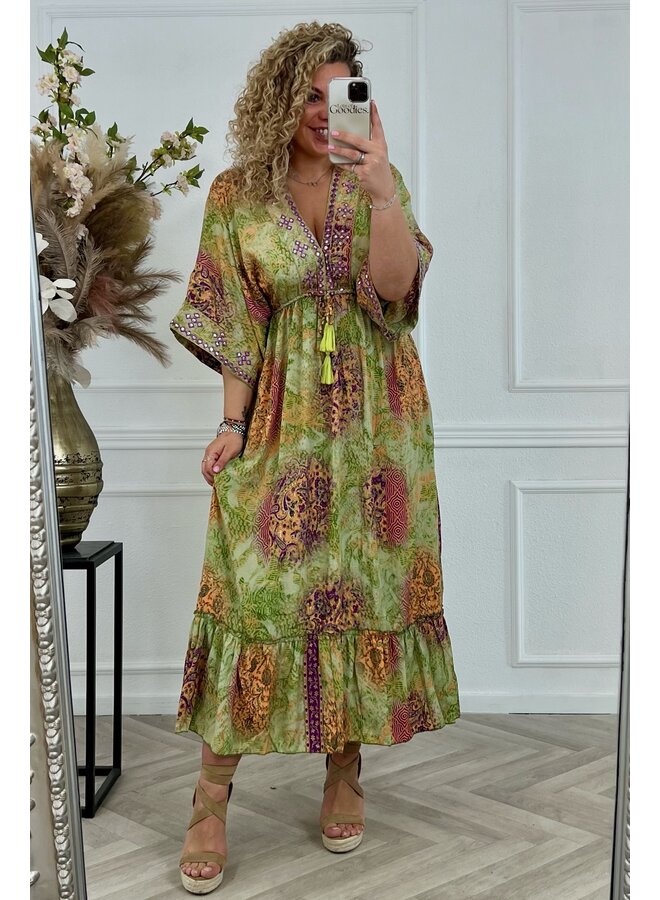 Long Aruba Dress - Green/Brown