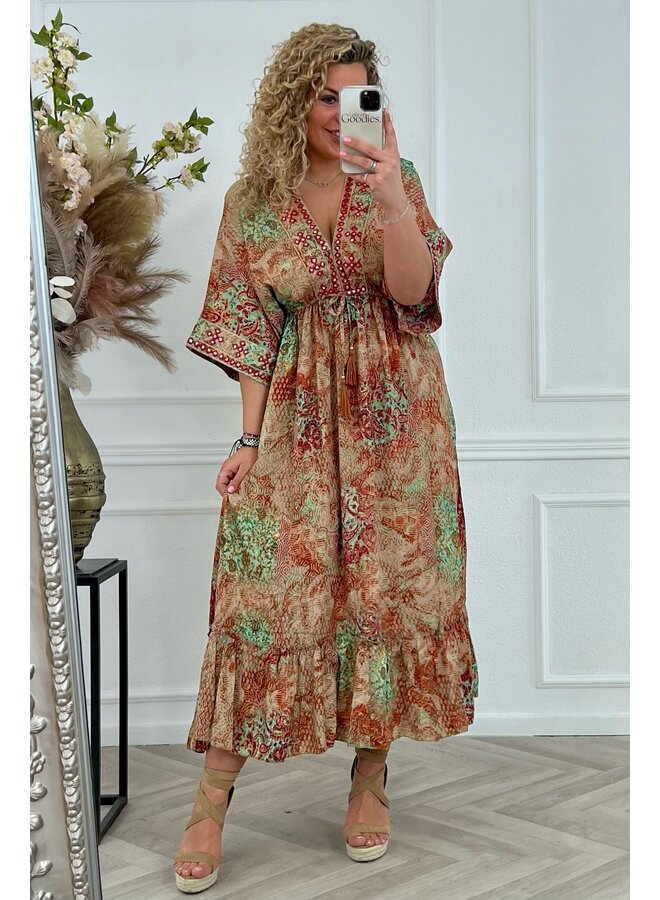 Long Aruba Dress - Brown/Green