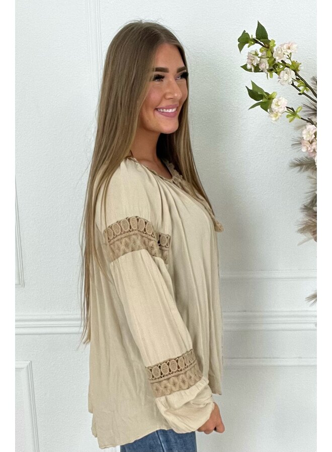 Valencia Boho Blouse - Beige