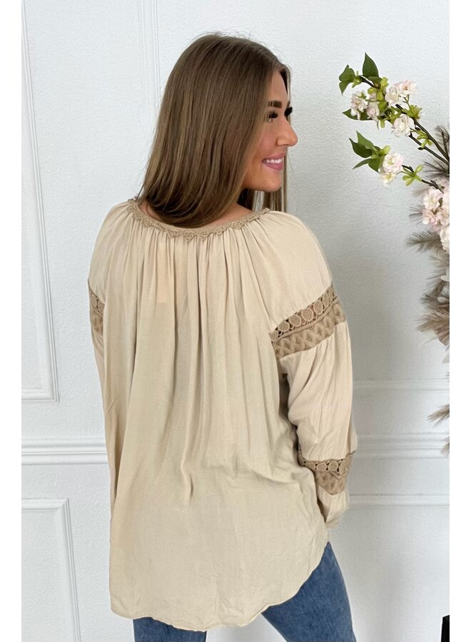 Valencia Boho Blouse - Beige