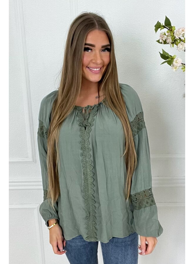 Valencia Boho Blouse - Armygreen