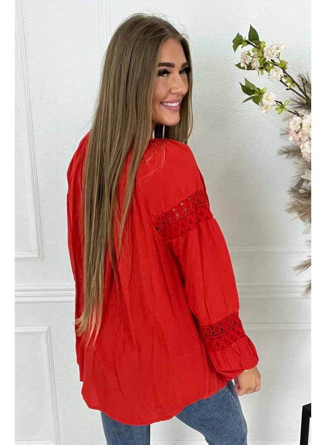 Valencia Boho Blouse - Red