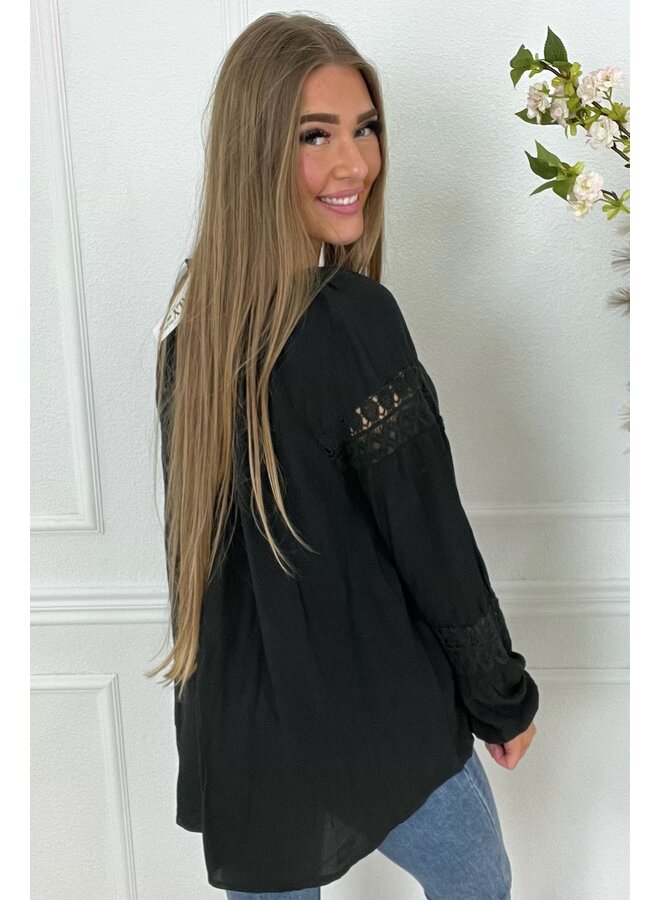 Valencia Boho Blouse - Black