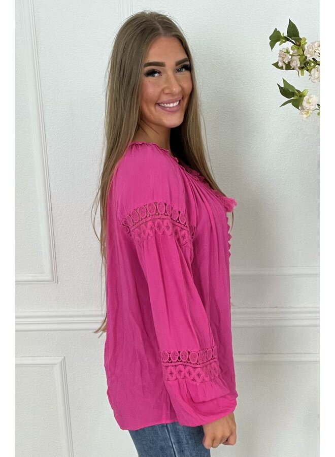 Valencia Boho Blouse - Fuchsia