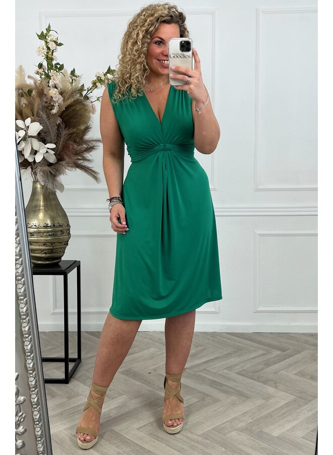 Curvy Knotted Sleeveless Dress - Green