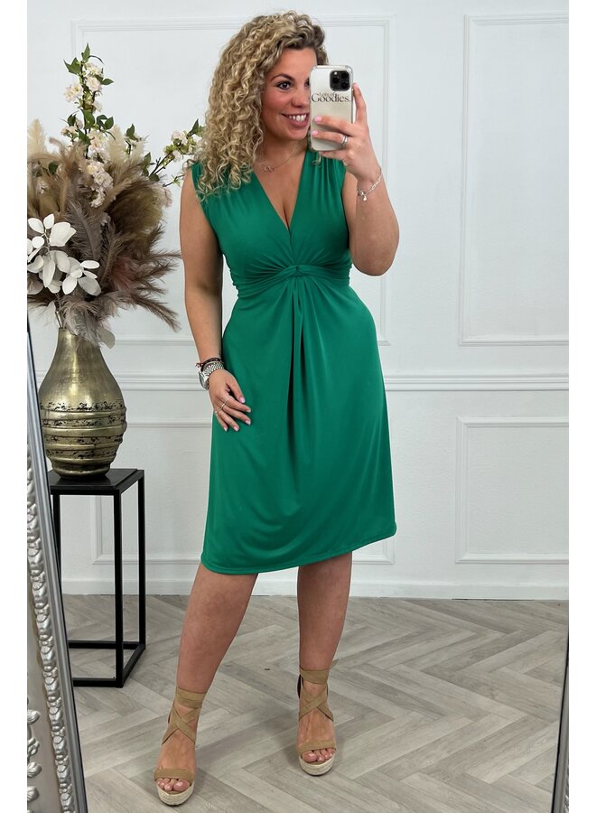 Curvy Knotted Sleeveless Dress - Green