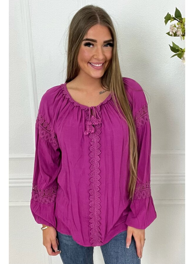 Valencia Boho Blouse - Magenta