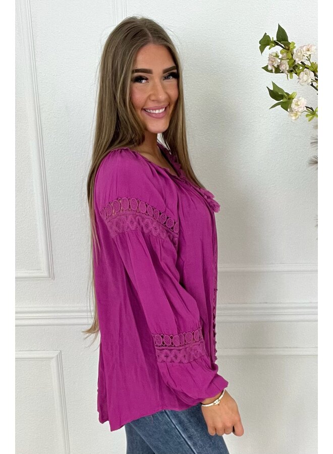 Valencia Boho Blouse - Magenta