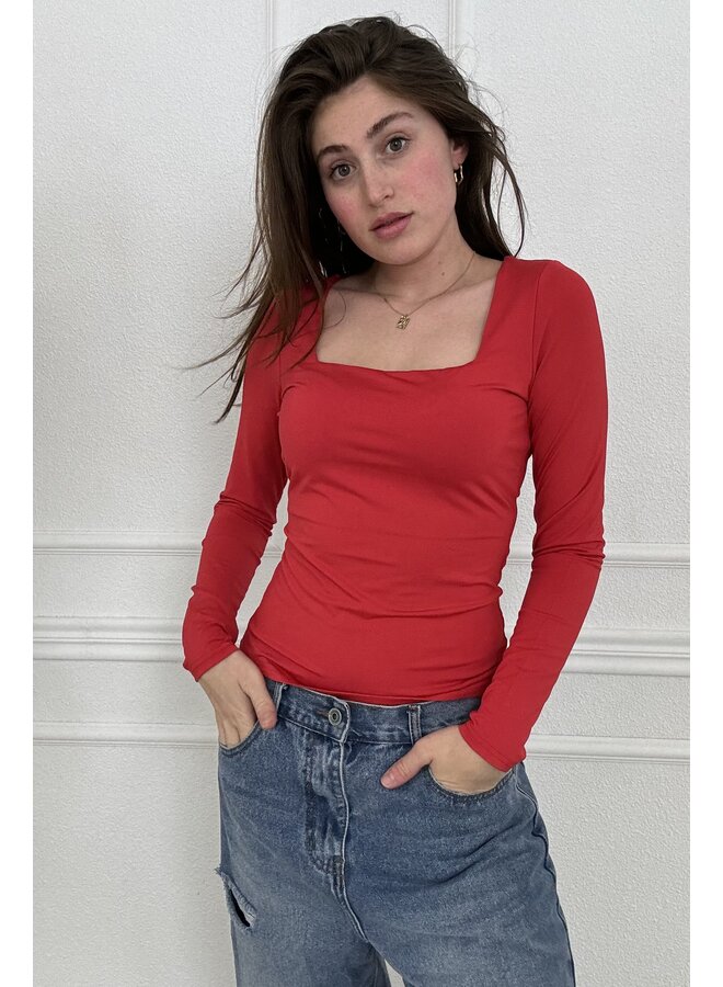 Long Sleeve Gina Top - Red