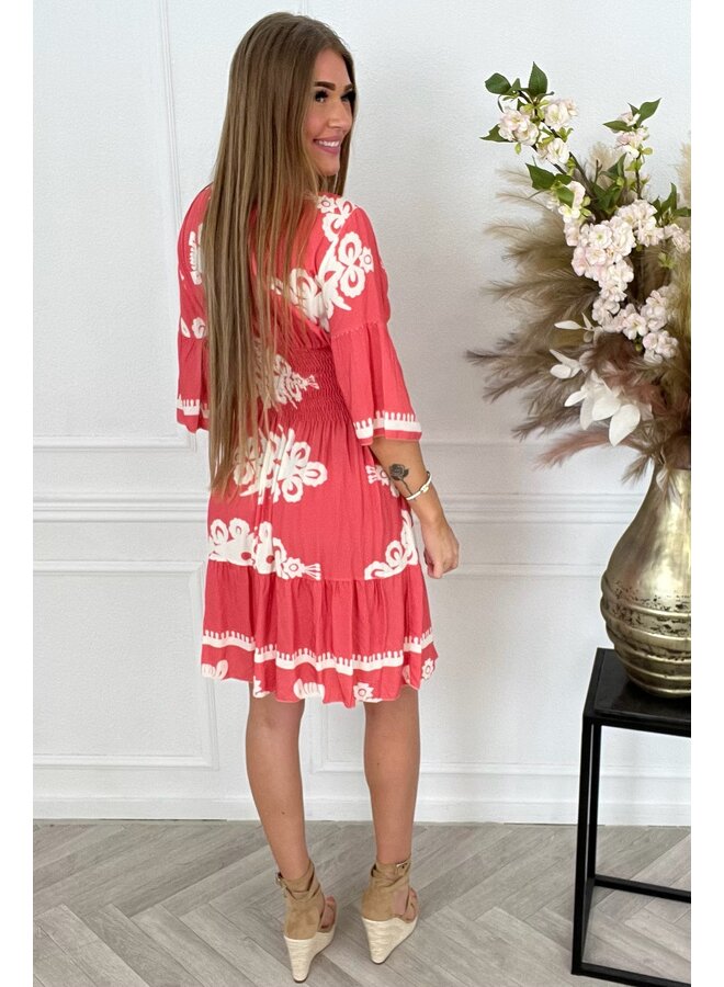 Short Lily Taille Dress - Coral