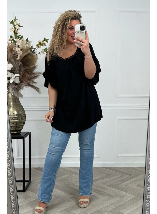 Mariah Open Shoulder Top - Black PRE-ORDER