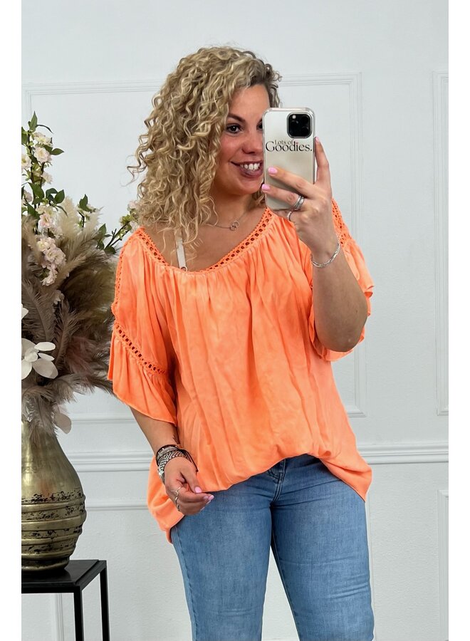 Mariah Open Shoulder Top - Orange