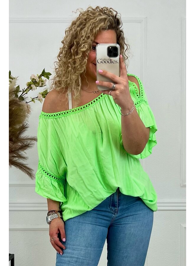 Mariah Open Shoulder Top - Green