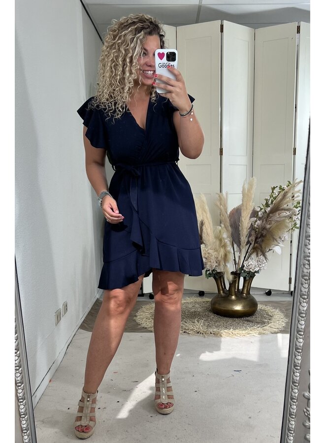 Curacao Ruffle Dress - Navy