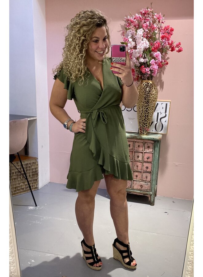 Curacao Ruffle Dress - Armygreen