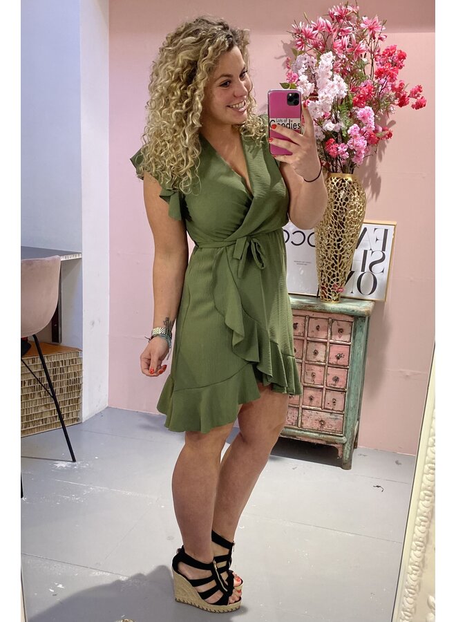 Curacao Ruffle Dress - Armygreen