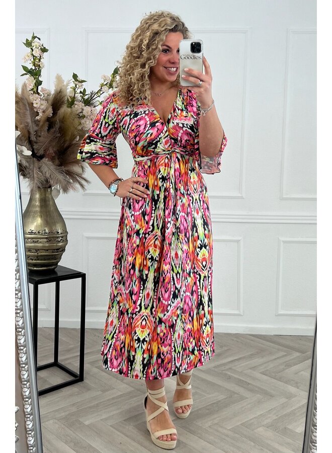 Curvy Knotted Multicolor Dress - Multicolor