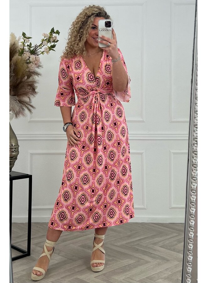 Curvy Knotted Retro Dress - Soft Pink