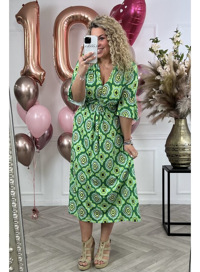 Curvy Knotted Retro Dress - Green PRE-ORDER
