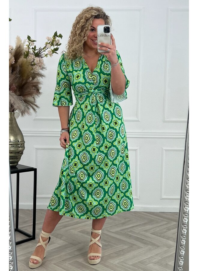 Curvy Knotted Retro Dress - Green PRE-ORDER