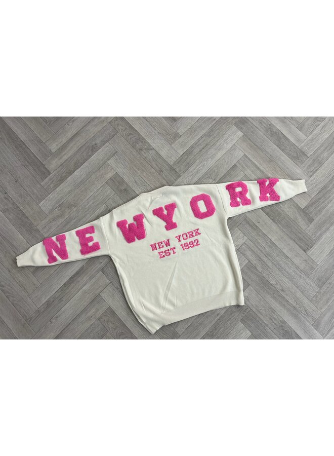 Manhattan New York Sweater - White/Pink