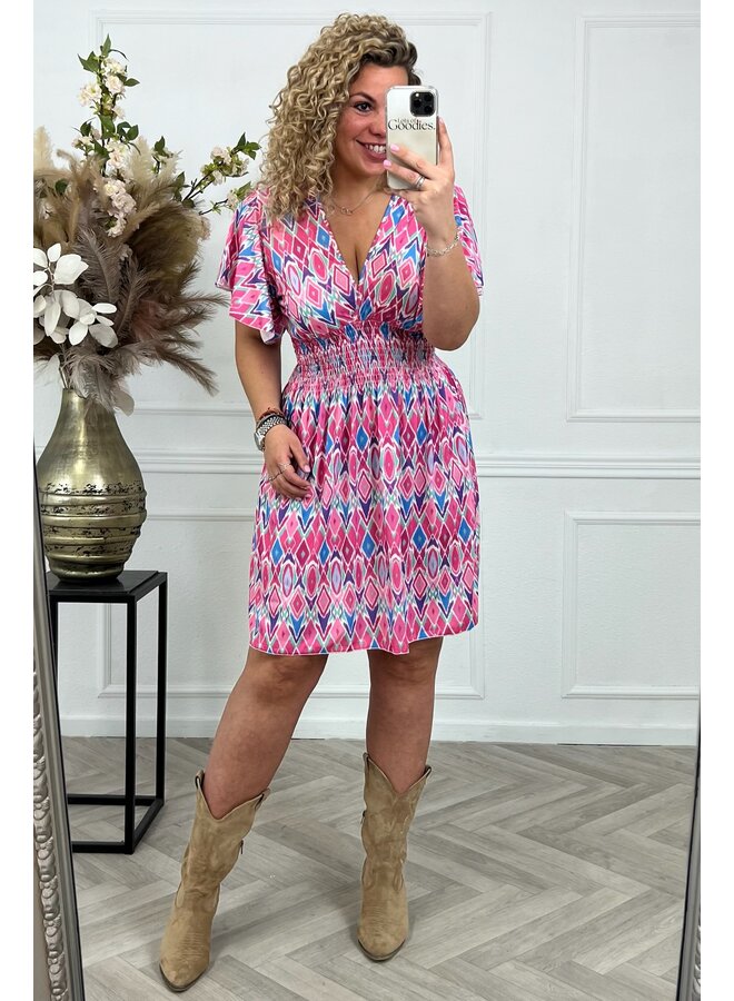 Curvy Short Emily Taille Dress - Pink