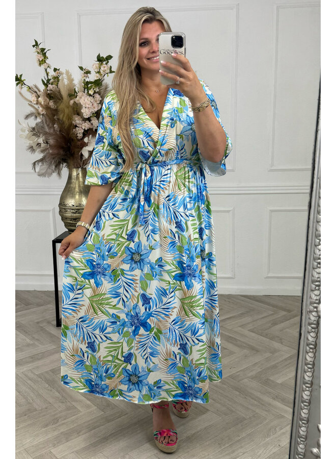 Honolulu Flower Dress - Blue/Green