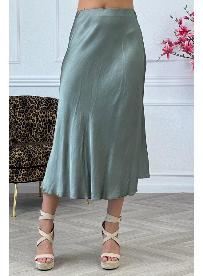 Silky Midi Skirt - Sage