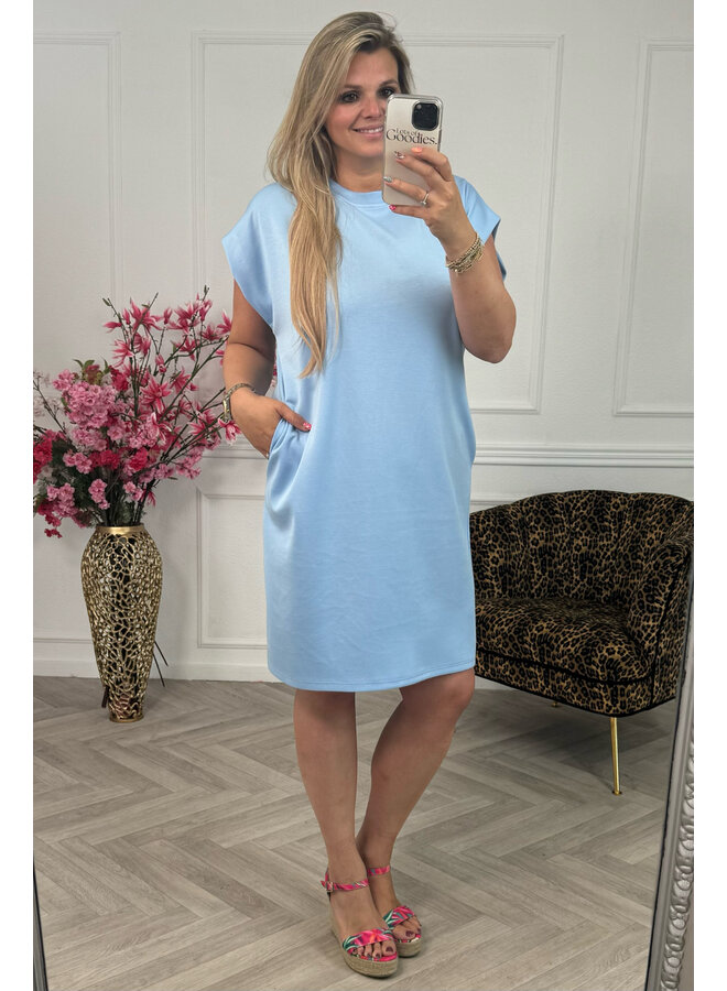 Comfy Shirt Dress - Light Blue