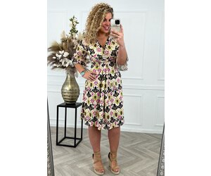 Curvy Short Knotted Flora Dress - Kobalt/Pink