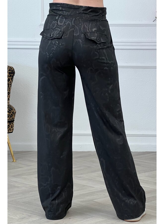 Leather Look Travel Pants - Snake Print