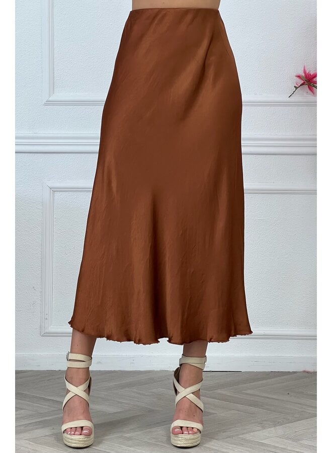 Silky Midi Skirt - Rusty