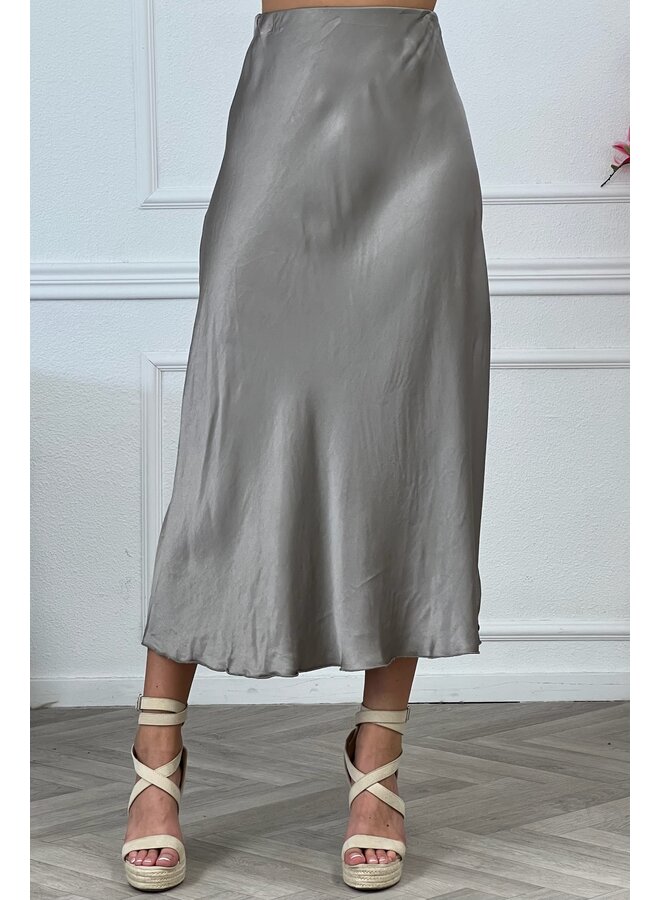 Silky Midi Skirt - Grey