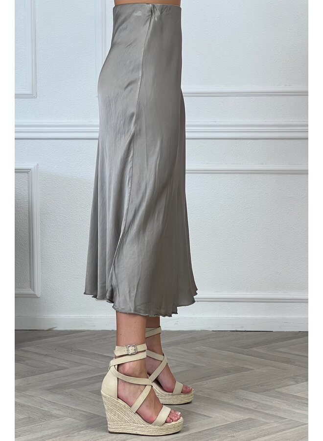 Silky Midi Skirt - Grey