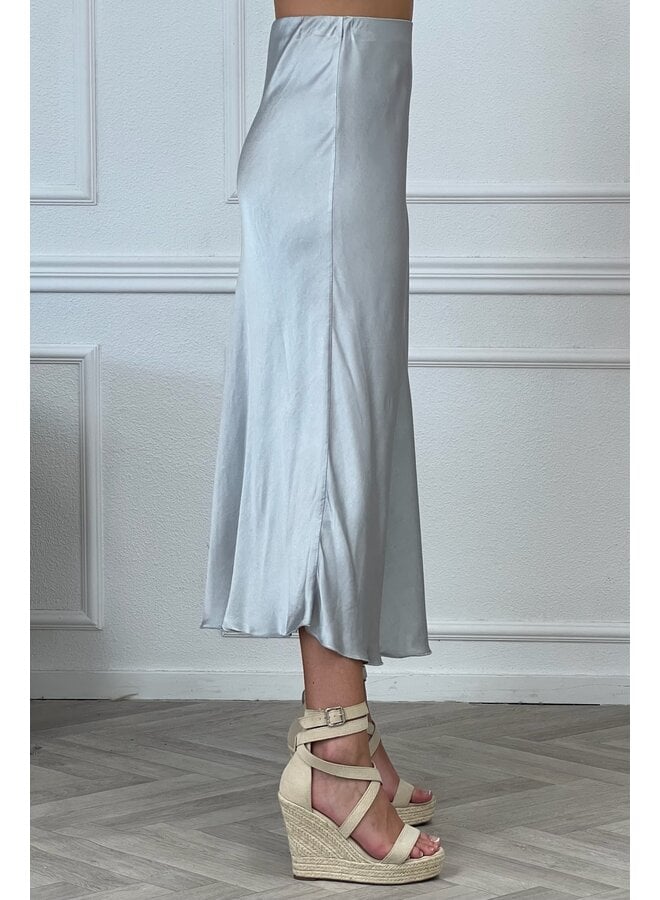 Silky Midi Skirt - Light Grey