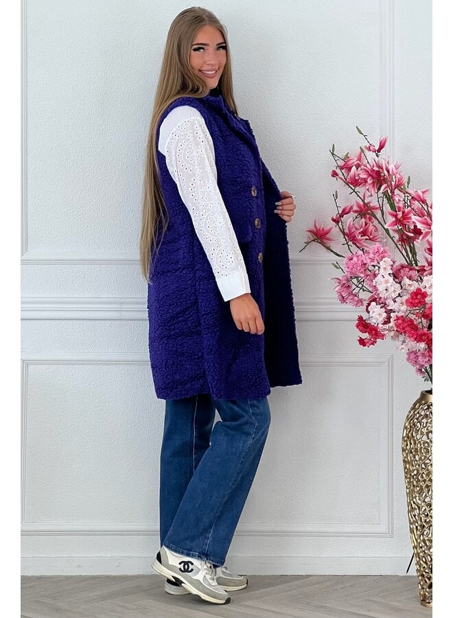 Nora Teddy Gilet Long - Purple